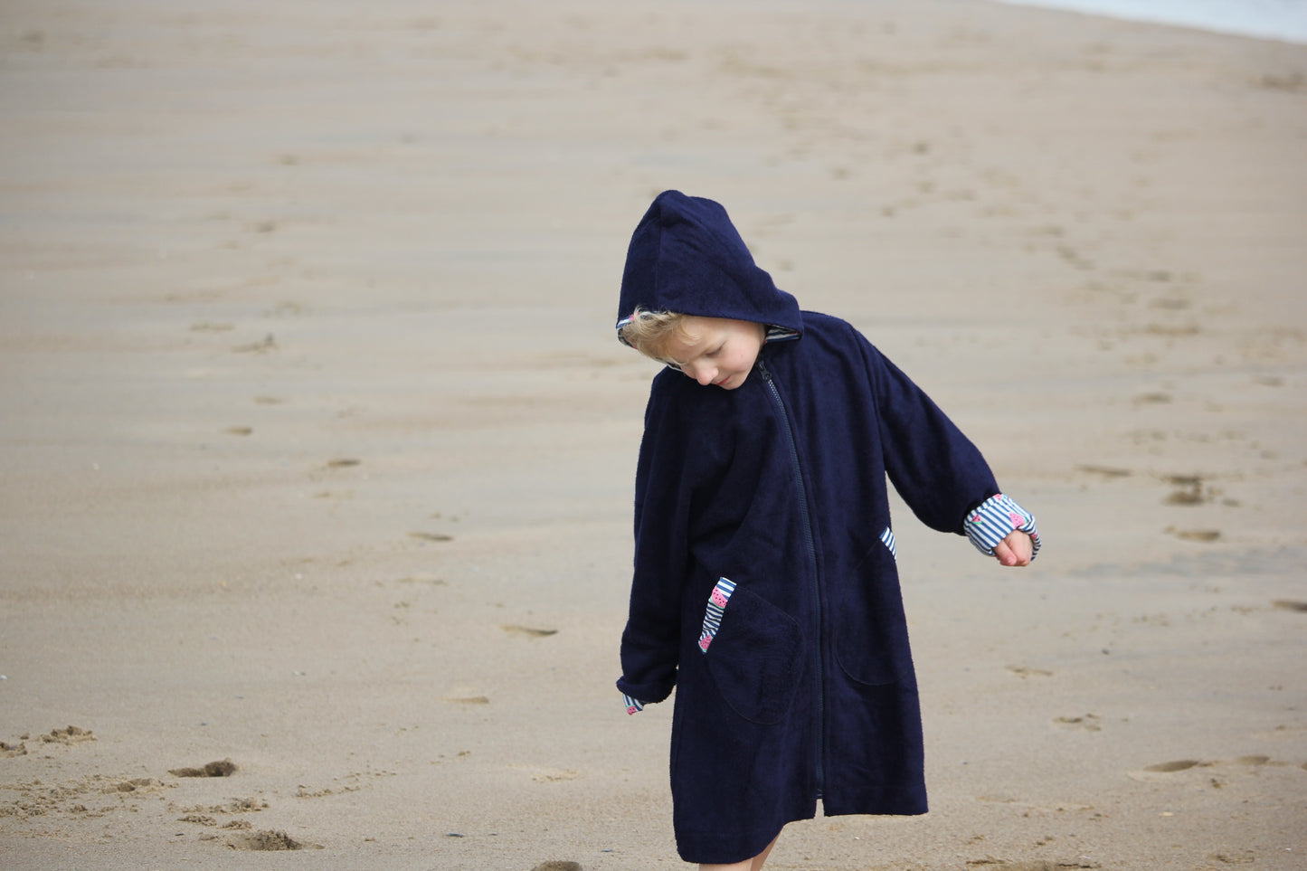 Navy Hooded Towelling Robe